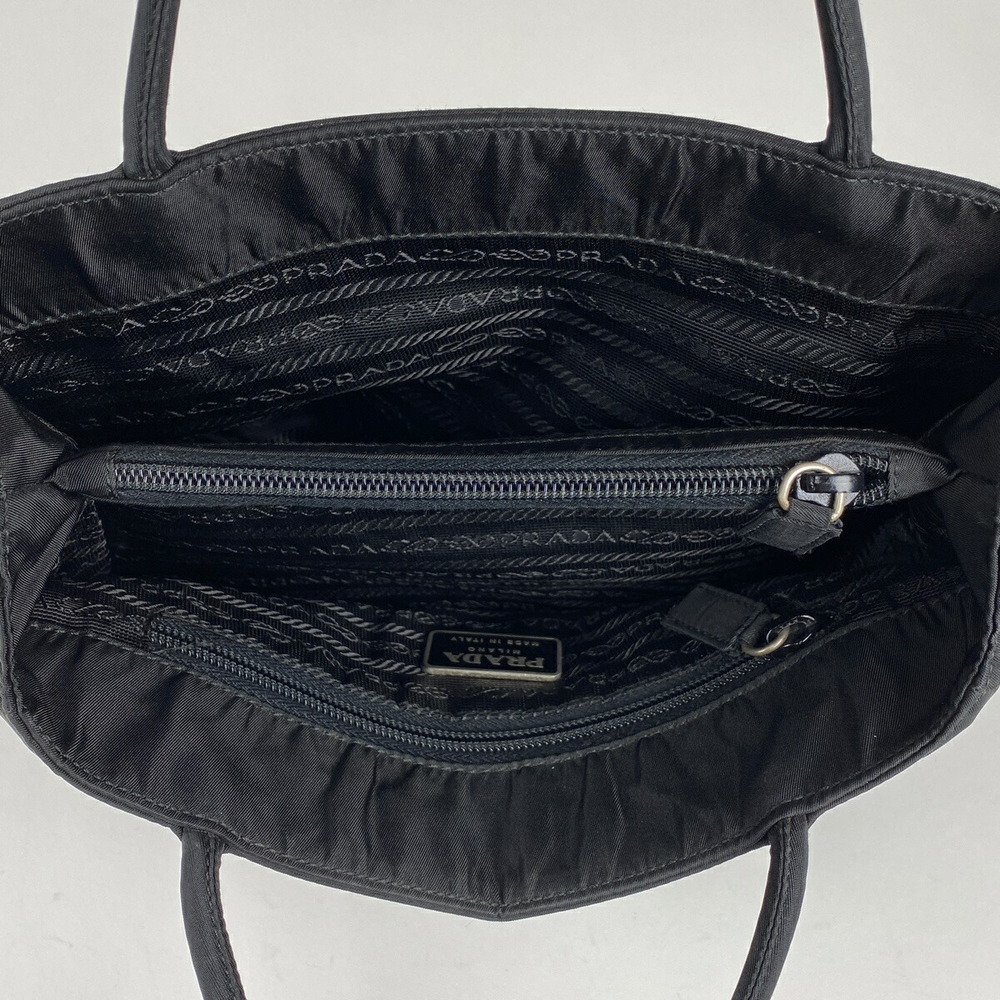 Prada Logo Plate Tote Bag Handbag Nero Black - Picture 6 of 6